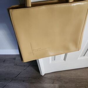 Salvatore Ferragamo Beige Leather Structured Tote